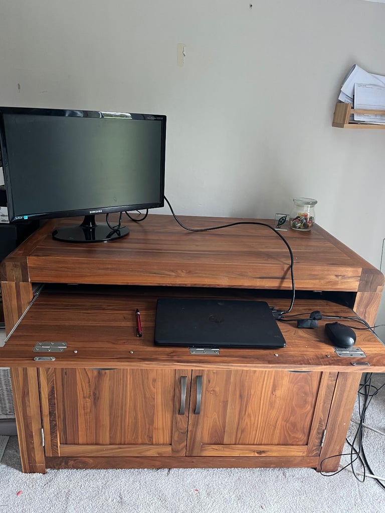 Shiro Walnut Solid wood hidden home office desk 