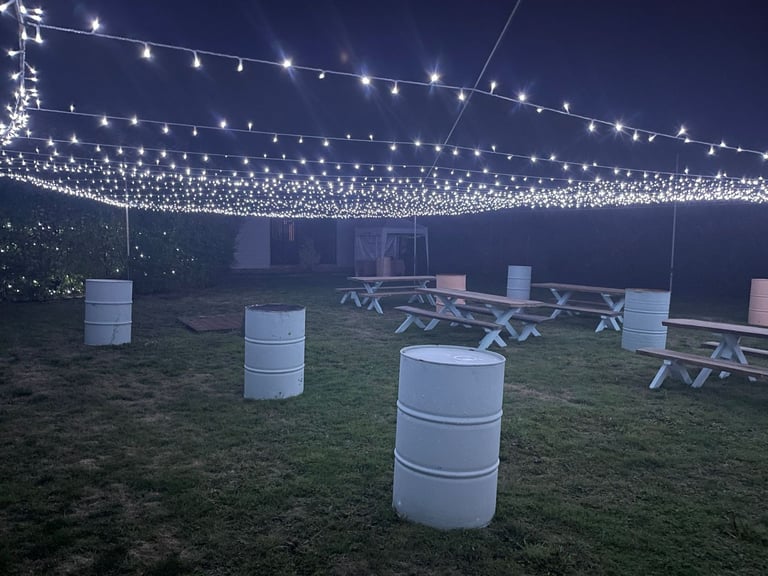 Wedding / Party Setup Including Marquees, Seating, Tables and Decorations.