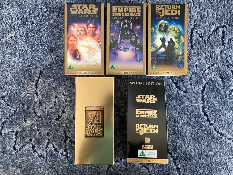 VHS set: Vintage Original Star Wars Trilogy Episode 4, 5 and 6 - gold box edition – post or collect