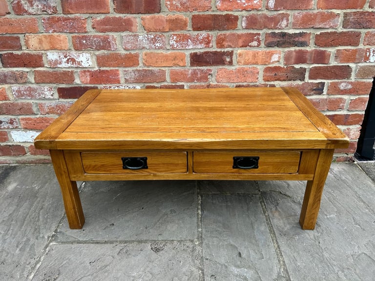 Rustic Solid Oak (Double-Sided) Coffee Table - Good Condition 