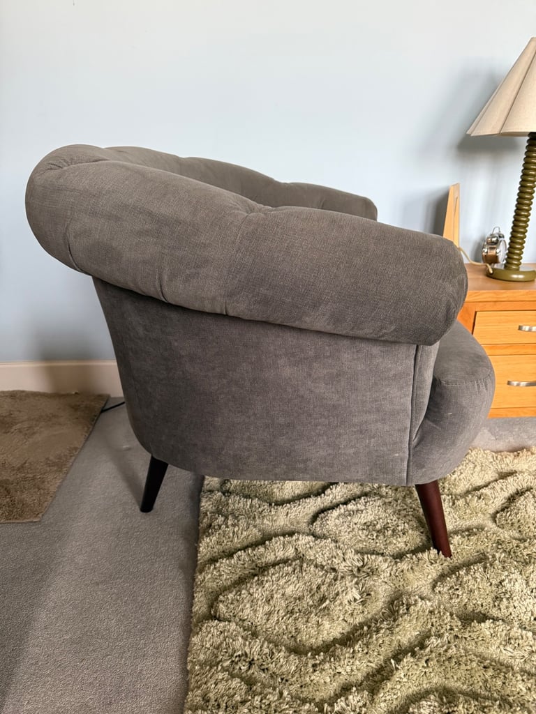 Gorgeous statement grey velvet armchair