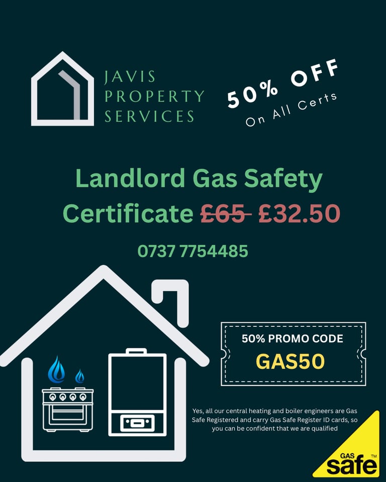 image for Landlord gas safety Certificate half price £32.50