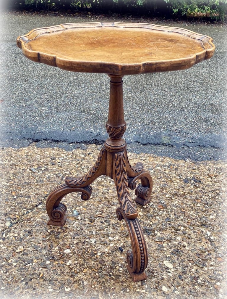 Victorian Carved Walnut Wine Table 