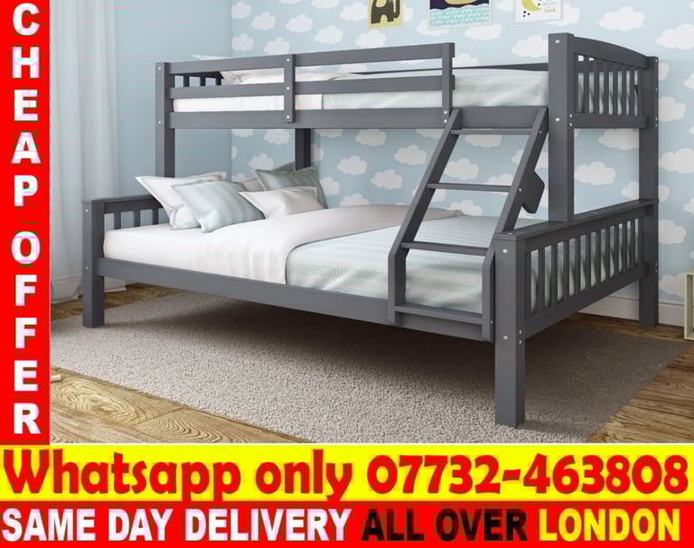 DOUBLE WOODEN BUNK BED AND MATTRESS in Brick Lane, London Gumtree
