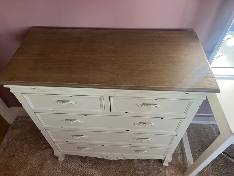 Vintage dressing table, mirror and drawers 