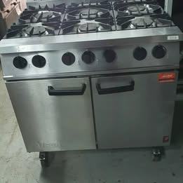 Natural Gas Falcon 6 Burner Plus Oven Range/ Cooker / Commercial Restaurant Cafe Indian takeaway