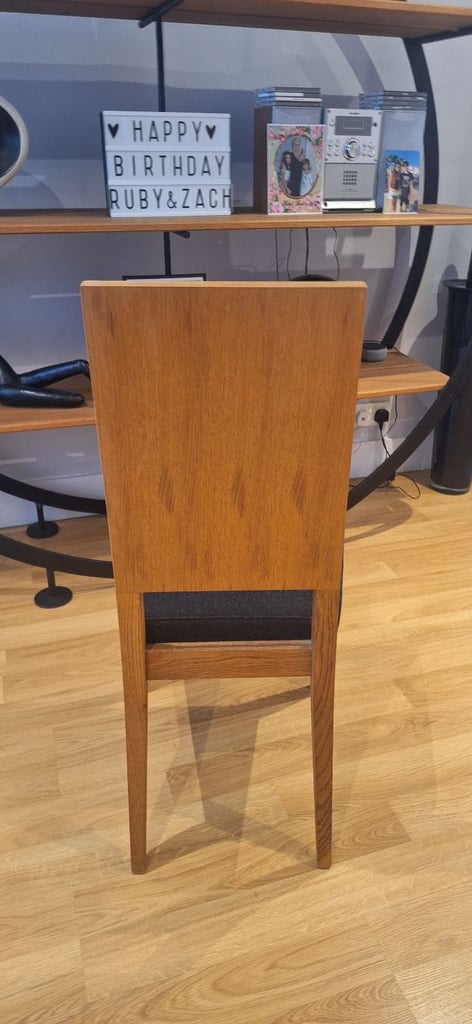 Round Solid Oak Dining Room Table with glass top & 6 chairs for sale in Ealing