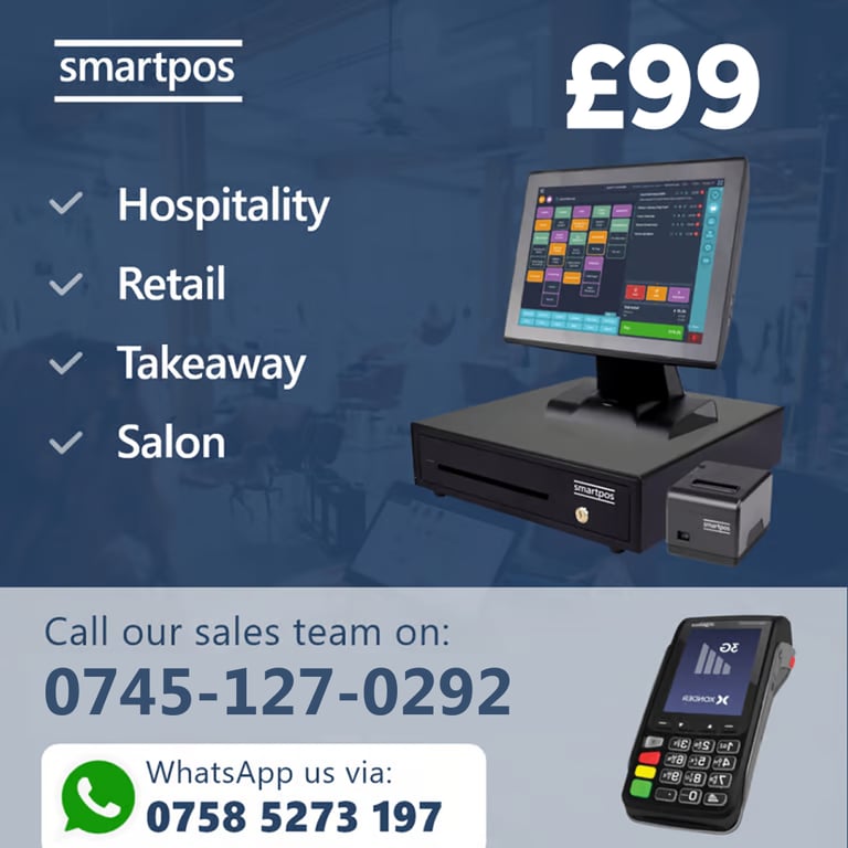 15” NEW EPOS System Retail Hospitality Salon Takeaway Restaurant With Software