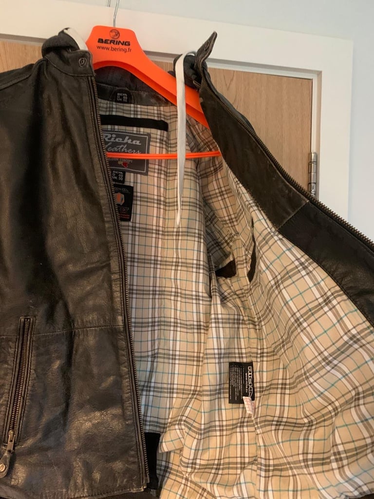Richa leather hooded jacket with pads size UK50 