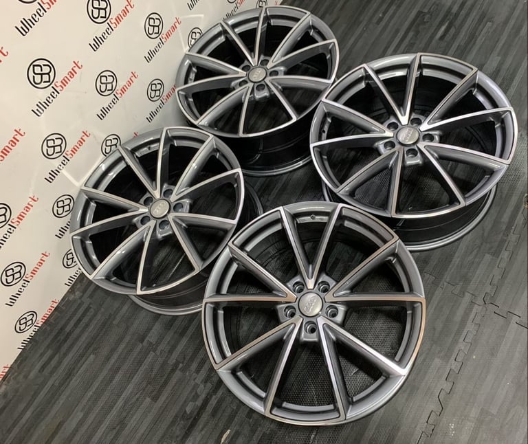 BRAND NEW 19" AUDI RS4 STYLE ALLOY WHEELS - GLOSS GREY POLISHED - 5 X 112