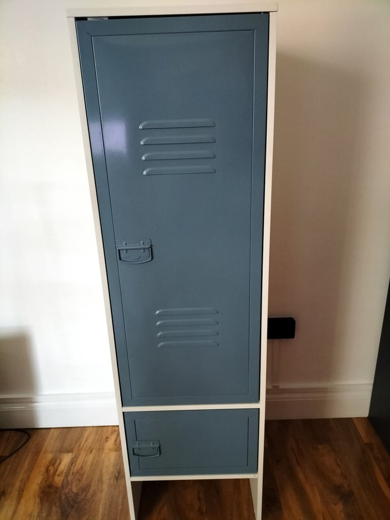 image for Blue metal door single wardrobe cupboard locker style