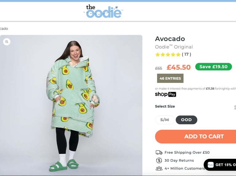 The Oodie - Hooded blanket Avocado and toast. ONE SIZE