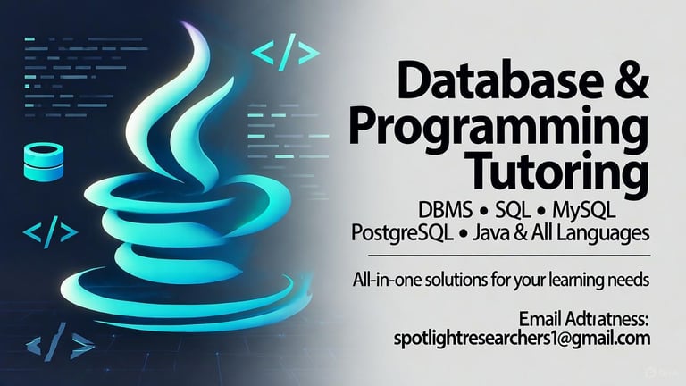Databases, SQL, MySQL and PostgreSQL Tutoring