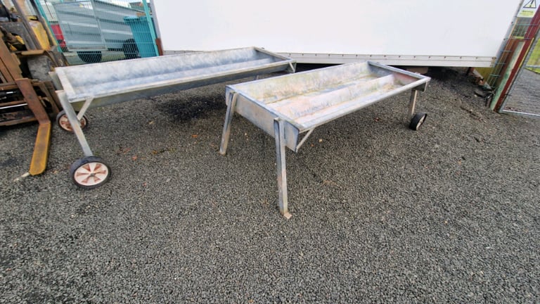Choice of two 8ft galvanised double cattle feeding trough farm tractor