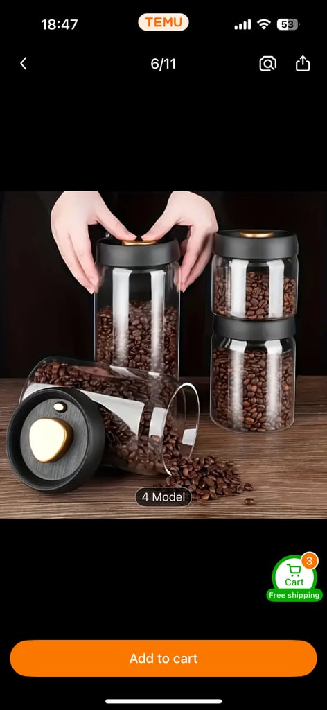 Coffee bean container, tea bag container