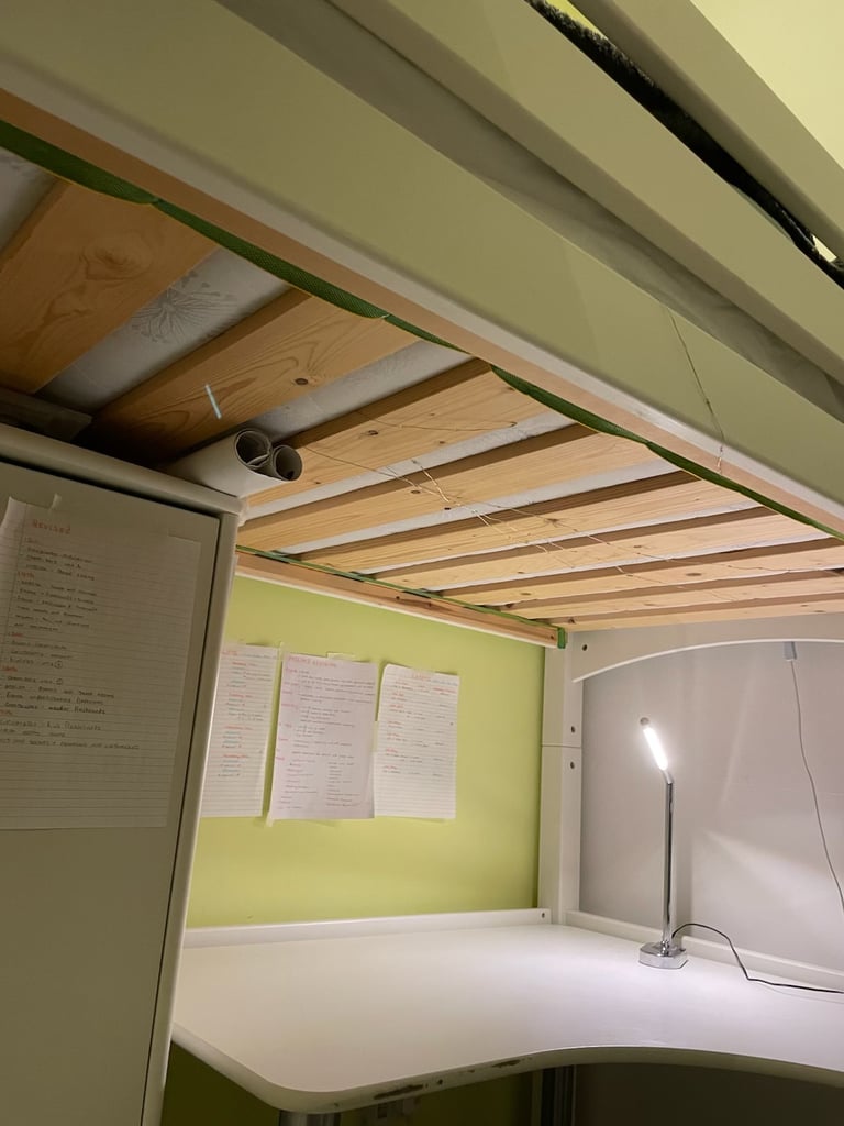 Loft bed with wardrobe and desk