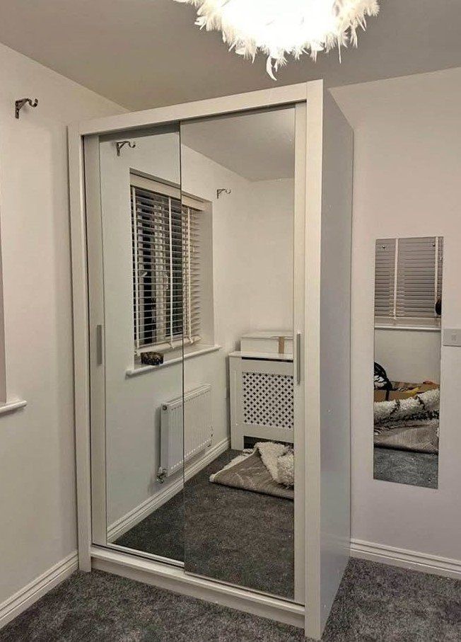 image for 120cm fully mirror 2 siding door wardrobe near me 