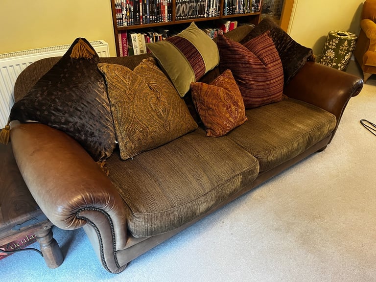 Tetrad Torino Half Leather & Half Fabric large sofa with all cushions included