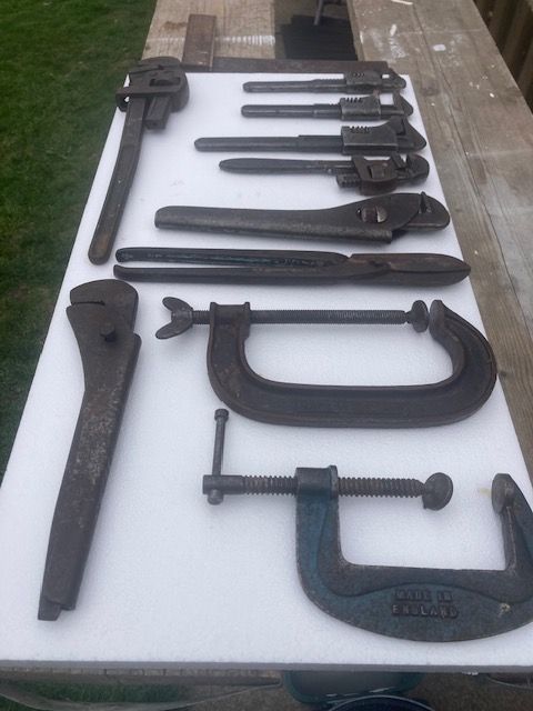 VINTAGE ADJUSTABLE SPANNERS - G -CLAMPS - STILSONS ETC. ETC.   ONLY £5 EACH