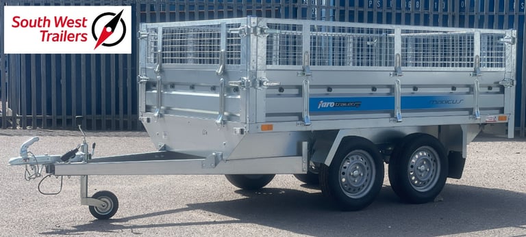 image for BRAND NEW 8'8 x 5' Drop Sides Flat Bed Trailer with Mesh Side Extensions