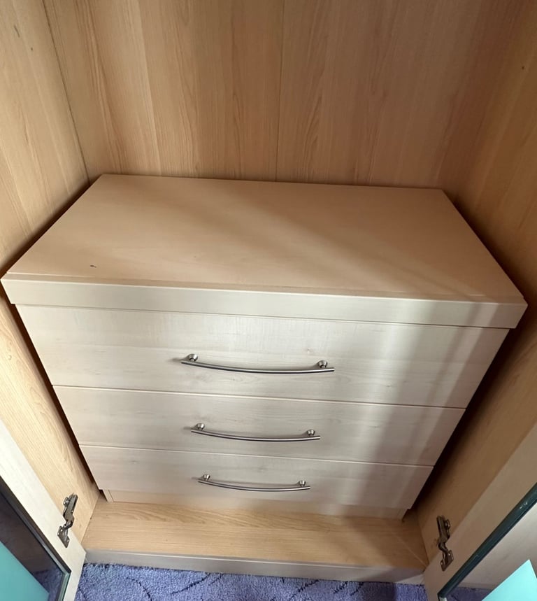 Bedroom Wardrobes, wall cabinets and drawer unit.
