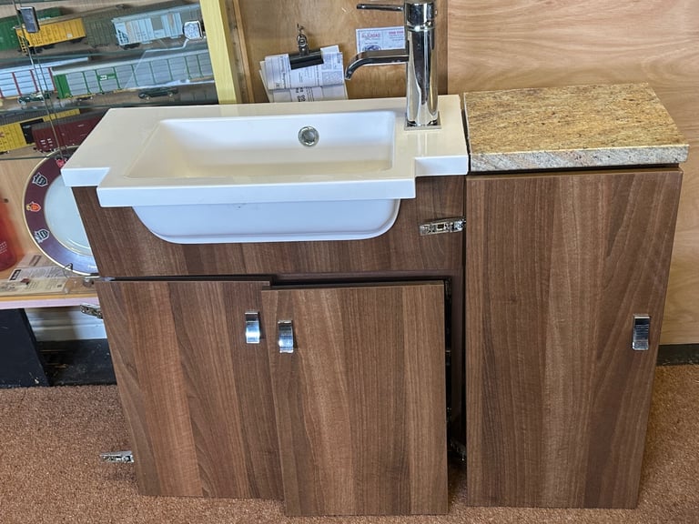 image for 2 x Wall hung bathroom vanity units complete with built in sink