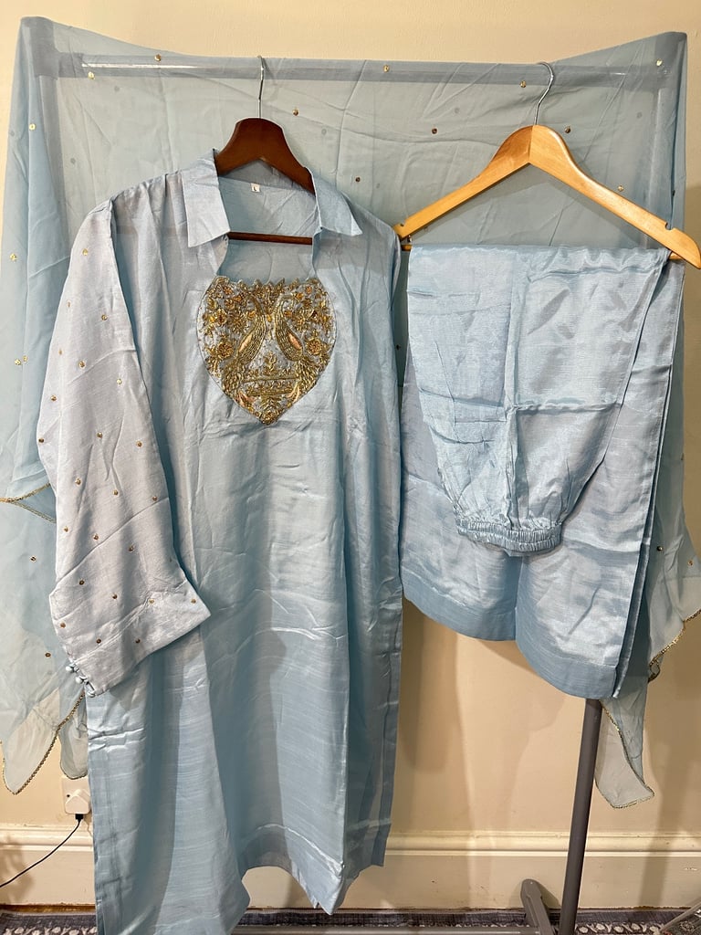 Elegant Pakistani / Asian Outfit – Sky Blue (New, Multiple Sizes Available)