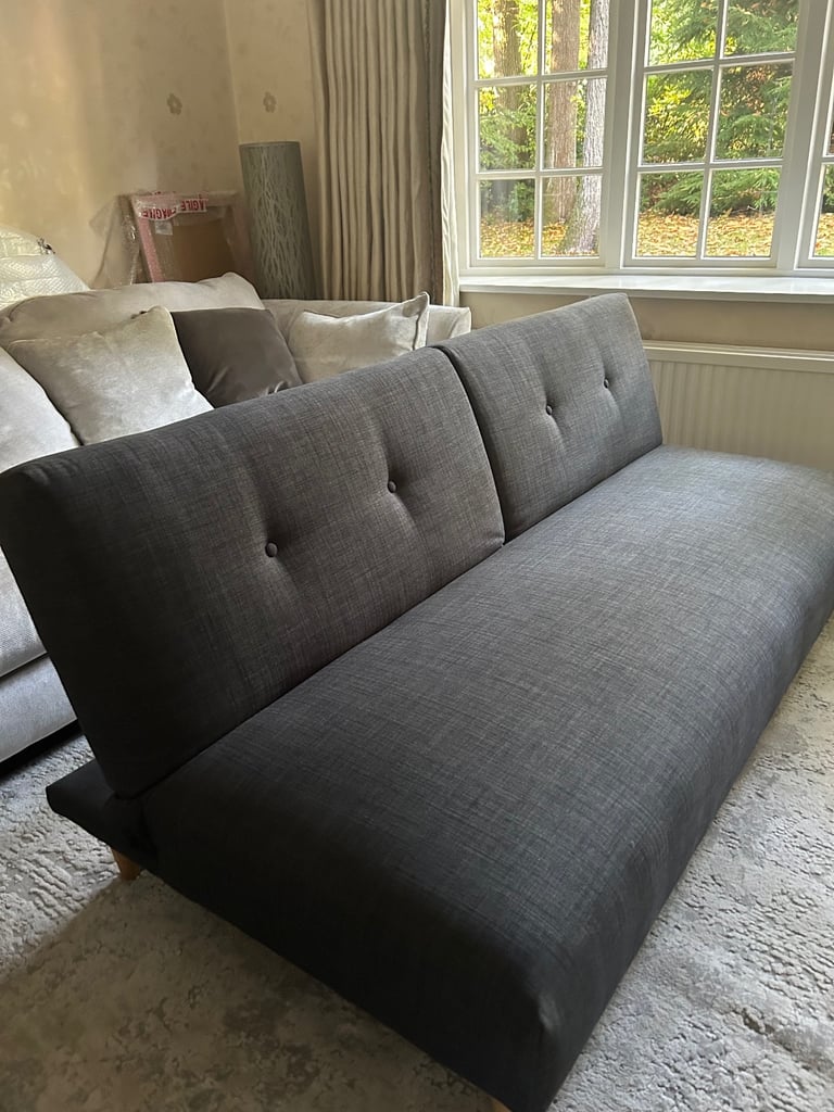 John Lewis Clapton Fixed Back Small Sofa Bed. Light leg, Fraser Steel Fabric