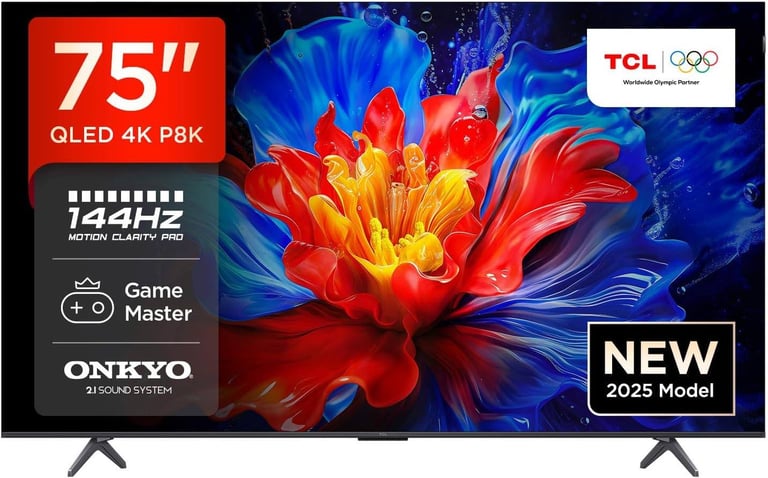 image for QUICK SALE!!! TCL 75P8K 75 inch 4K HDR 2.1 Onkyo sound Google QLED TV