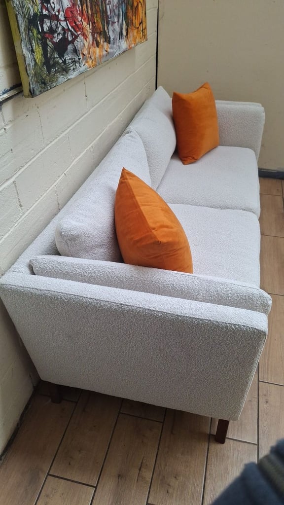 John lewis Trim 3 seater sofa in white boucle fabric RRP £2000