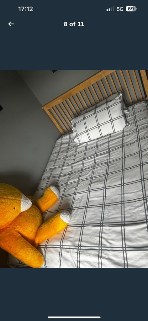 Wooden headboard double divan bed with one drawer