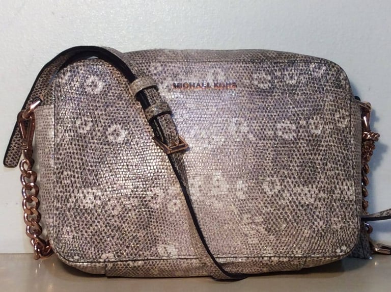 Michael Beige  Leather Crossbody Bag 