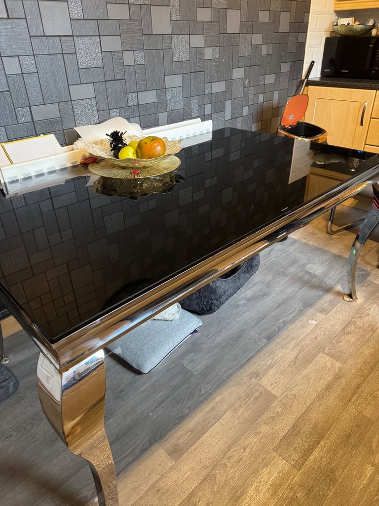 Black Tempered glass dining table