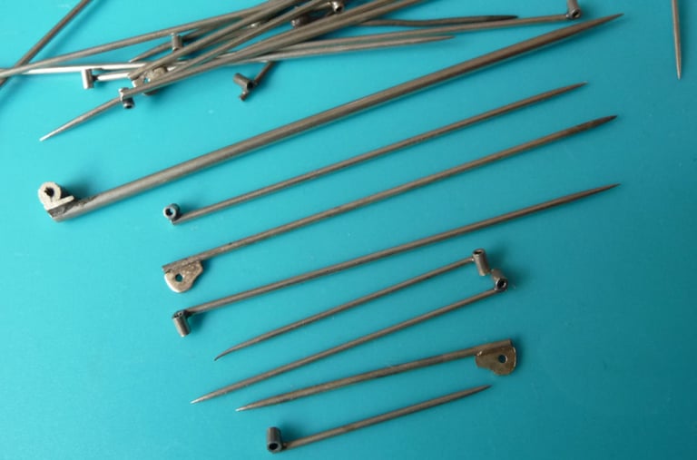SILVER PLATED NICKEL SILVER BROOCHING PINS. JOB LOT - WYSIWYG.. 