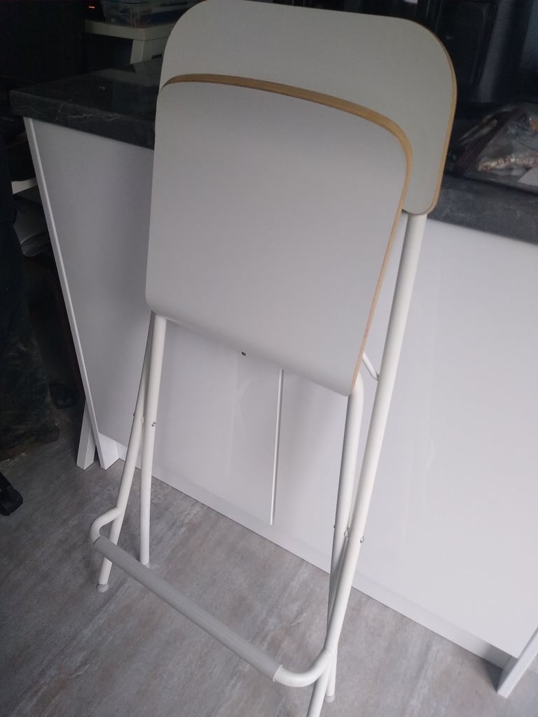 x1 IKEA Foldable Franklin White Bar Stool with Backrest and Footrest 