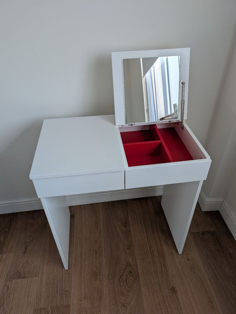 image for IKEA Brimnes White Dressing Table Desk with Mirror and Drawer