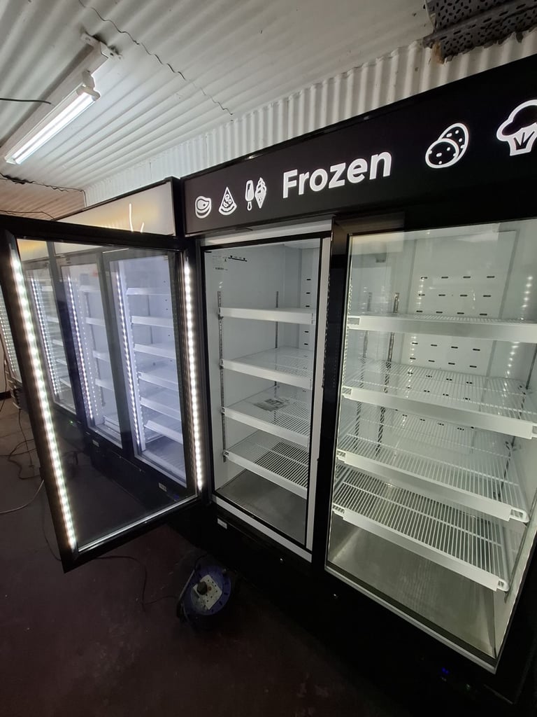 Commercial upright display glass fridge or freezer cafe shop restaurant supermarket 