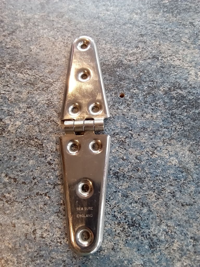 image for Seasure chrome hinge,x1  boat, 22cm x 5cm. 8 hole fixing