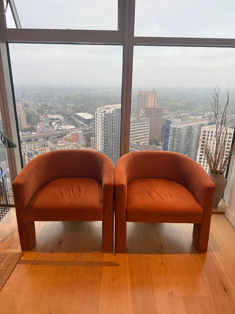 Argos Home Lazlo Velvet Chair - Orange