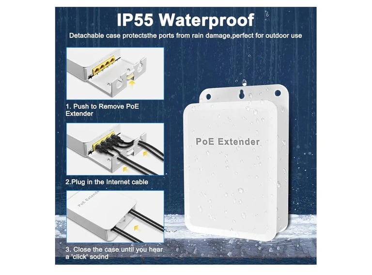 MEIRIYFA Gigabit PoE Extender Outdoor 4 Ports PoE Switch