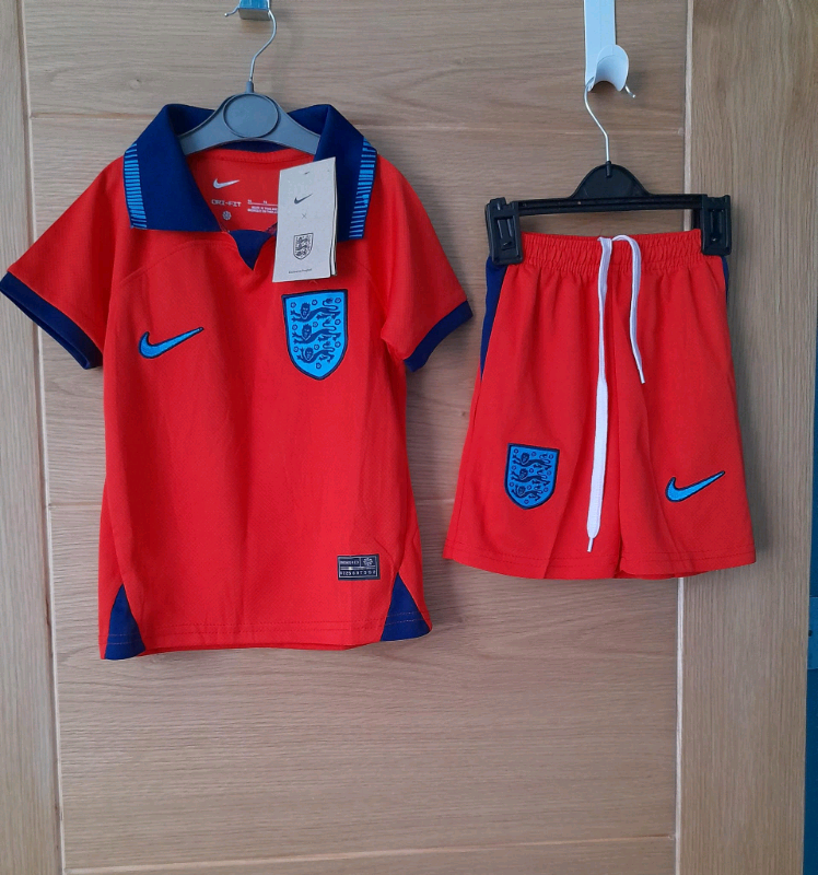 image for England Red and Blue Young Childs Size 16 Nike Football Top + Shorts