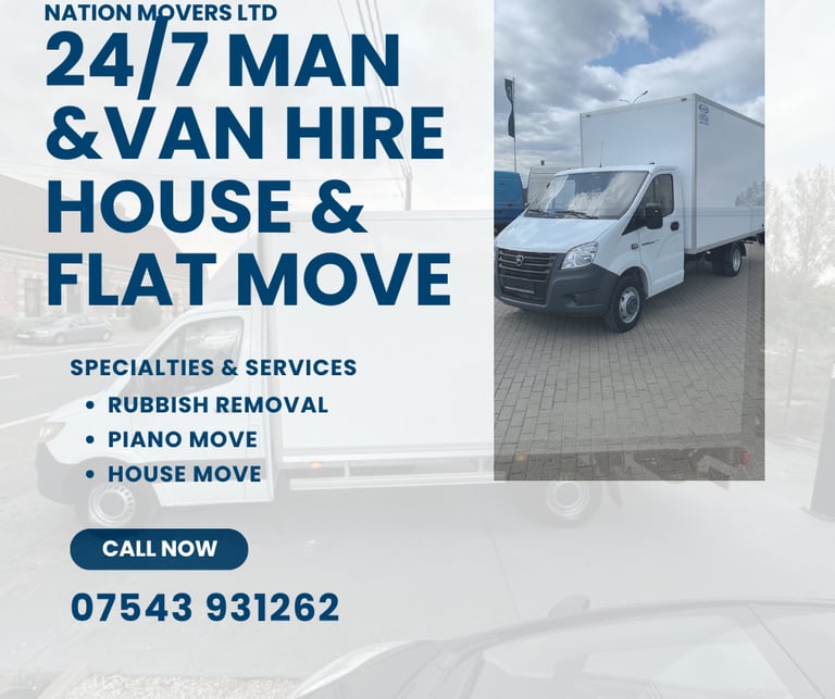 image for MAN AND VAN HIRE 24/7 HOUSE OFFICE PIANO FURNITURE MOVE RUBBISH REMOVAL SERVICE UK WIDE