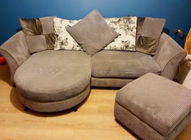 Grey corner sofa and storage footstool