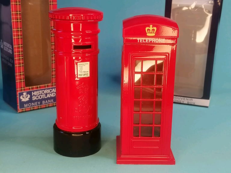 6-inch British Style Telephone Booth & Letter Box Metal Piggy Money 
