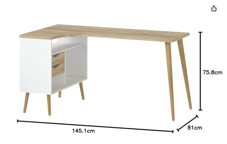 image for White & Oak Corner Office Table