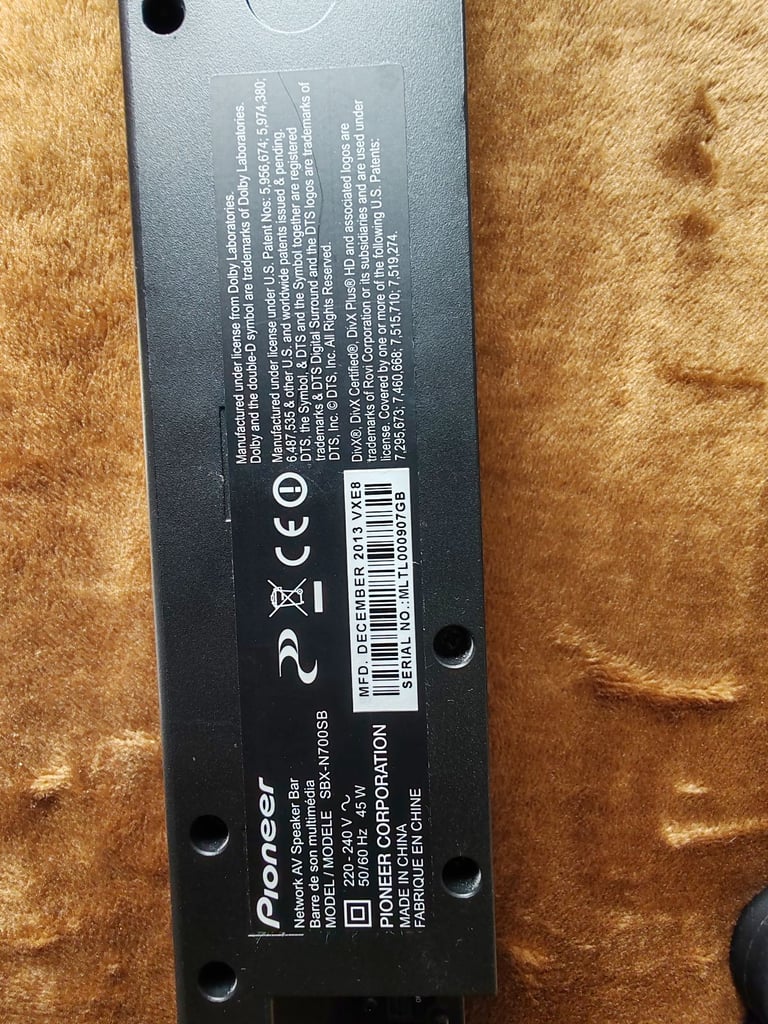 Pioneer Soundbar with Wirelees Subwoofer