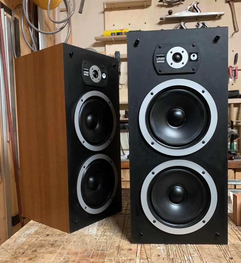 Vintage Wharfedale Laser 120 3 way Speakers. Refurbished and upgraded