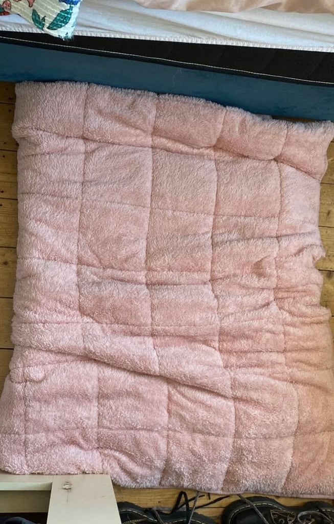 Pink fluffy weighted blanket throw