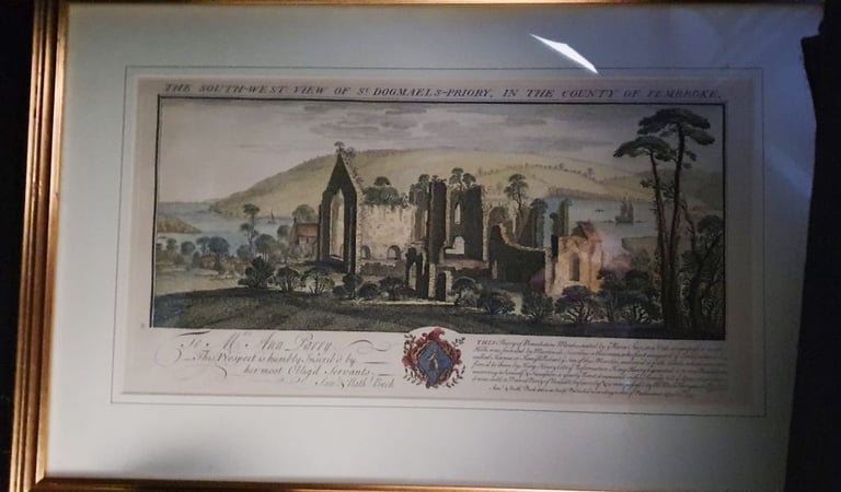 image for Antique Samuel and Nathanial Buck C - 1740 Copper plate Hand Painted prints mounted and Framed