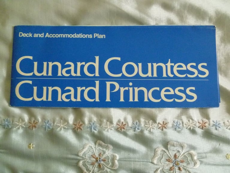 Queen Elizabeth 2, Pocket Companion and Wine List, plus Cunard Countess and Princess Deck Plans.